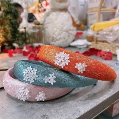 Băng đô cài tóc lụa ánh thêu