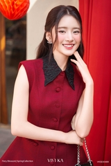 Set Phoebe áo ghile phối lá cổ+chân váy xếp ly