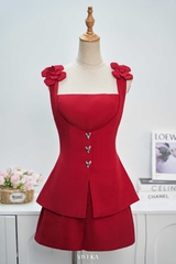 Set Christine áo hai dây đính hoa phối nút kiểu+quần short
