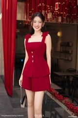 Set Christine áo hai dây đính hoa phối nút kiểu+quần short