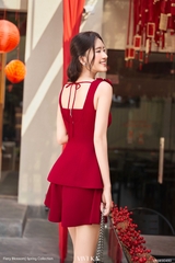 Set Christine áo hai dây đính hoa phối nút kiểu+quần short