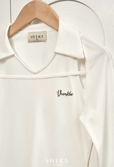 Áo Susan thun gân dài tay phối hoa