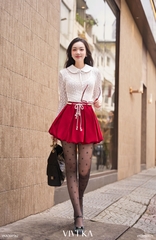 Áo Arwen ren thun dây nơ