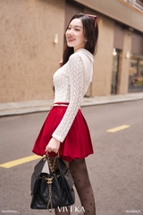 Áo Arwen ren thun dây nơ