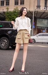 Áo Keira sơ mi tay dài phối ren hoa
