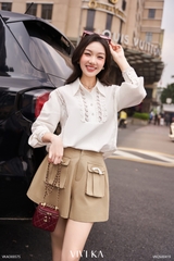 Áo Keira sơ mi tay dài phối ren hoa
