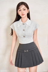 Chân váy Elise xếp ly phối khoen