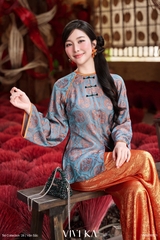 Set An Viên bà ba lụa tằm hoa thuỷ tiên + quần nhũ