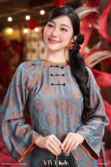 Set An Viên bà ba lụa tằm hoa thuỷ tiên + quần nhũ