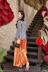 Set An Viên bà ba lụa tằm hoa thuỷ tiên + quần nhũ