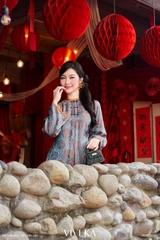 Set An Viên bà ba lụa tằm hoa thuỷ tiên + quần nhũ