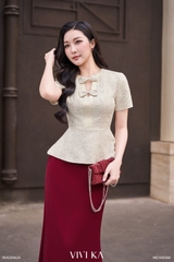 Áo Suvi peplum đính nơ