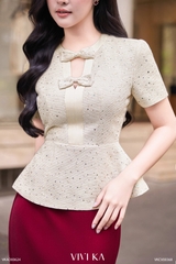 Áo Suvi peplum đính nơ