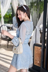 Jumsuit boi thêu nhún ngực cột nơ