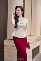 Áo Suvi peplum đính nơ