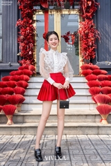 Quần váy xếp li smocking