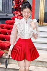 Quần váy xếp li smocking