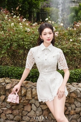 Jumpsuit ren dập nổi họa tiết
