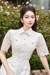 Jumpsuit ren dập nổi họa tiết