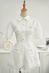Jumpsuit ren dập nổi họa tiết