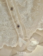 Áo Light croptop ren nơ phối dây rút