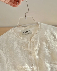 Áo Light croptop ren nơ phối dây rút