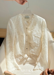 Áo Light croptop ren nơ phối dây rút