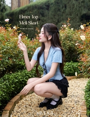 Áo dệt kim cổ V tay lửng