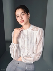 Áo Nissa phối ren tay dài bo chun