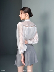 Áo Nissa phối ren tay dài bo chun