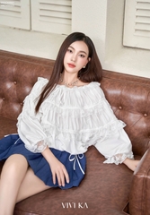 Áo nhúng bèo xếp tầng bo chun