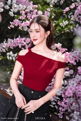 Áo Rebecca trễ vai phối dây xoắn