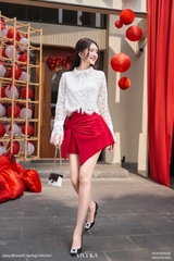 Áo Maggie phối ren hoa dài tay
