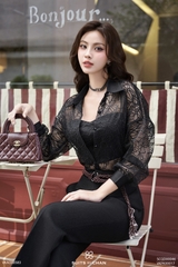 Áo Cherish sheer tay dài phối bra