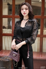 Áo Cherish sheer tay dài phối bra