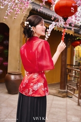 Áo Hàm Nguyệt cổ yếm phối áo khoác