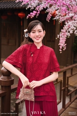 Áo Chu Diệu lụa tằm hoa thủy tiên phối tơ