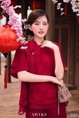 Áo Chu Diệu lụa tằm hoa thủy tiên phối tơ