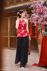 Áo Hàm Nguyệt cổ yếm phối áo khoác