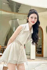 Set Carina áo cọc tay phối lớp đôi+quần short