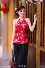 Áo Hàm Nguyệt cổ yếm phối áo khoác