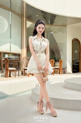Set Carina áo cọc tay phối lớp đôi+quần short