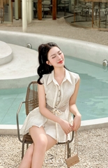 Set Carina áo cọc tay phối lớp đôi+quần short