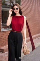 Áo Mirven cổ lọ phối ghim cài tròn