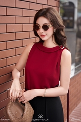 Áo Mirven cổ lọ phối ghim cài tròn