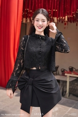 Áo Maggie phối ren hoa dài tay