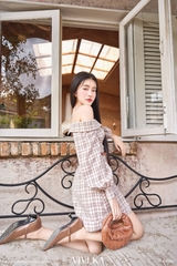 Jumpsuit Karen kiểu trễ vai phối tay bồng