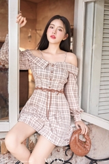 Jumpsuit Karen kiểu trễ vai phối tay bồng