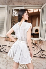 Set Teresa áo hoa ren thêu + chân váy xếp bèo