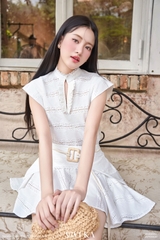 Set Teresa áo hoa ren thêu + chân váy xếp bèo